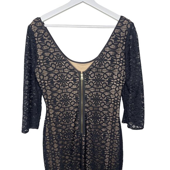 Guess Black Nude Lace Sheath Dress Size 10 Party Cocktail - Picture 8 of 12
